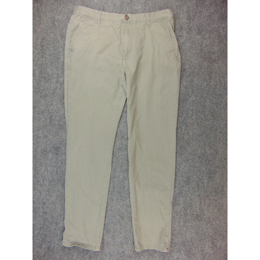 Mott &‎ Bow Chino Pants Mens 34x31 Khaki Solid Stretch Twill Casual Trousers